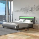 Homelux LED Bett PU Polsterbett Kunstlederbett Doppelbett Bettgestell Bettrahmen in verschiedenen Größen und Farben