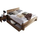 SAM Balkenbett 180x200 cm Alias, Akazien-Holz, Holzbett mit Bettkasten, FSC® zertifiziert, Unikat