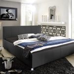 SAM Polsterbett 100x200 cm Katja, schwarz, Bett aus Kunstleder, abgestepptes Kopfteil, stilvolle Chromfüße, als Wasserbett geeignet