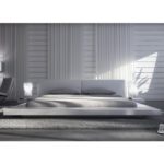 Polster-Bett 180 x 200 cm weiß aus Kunstleder mit integrierten Nachtkonsolen | Lraep | Das Kunst-Leder-Bett ist ein edles Designer-Bett Doppel-Bett 180 cm x 200 cm mit extrem niedriger Betthöhe