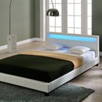 Corium LED Polsterbett (Paris) (weiss)(160x200cm) modernes Bett / Kunst - Leder / mit Lattenrost /