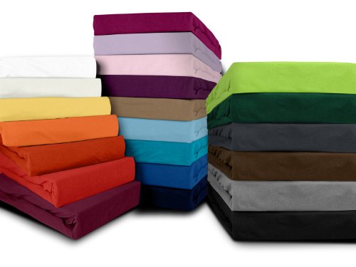 klassisches Jersey Spannbetttuch - erhältlich in 22 modernen Farben und 6 verschiedenen Größen - 100% Baumwolle, 90-100 x 200 cm, rot