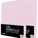 NatureMark 2er Pack Kinder JERSEY Spannbettlaken, Spannbetttuch 100% Baumwolle in vielen Größen und Farben MARKENQUALITÄT ÖKOTEX STANDARD 100 | 70x140 cm - rosa