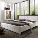 SAM Polsterbett 140x200 cm Rimini, Bett in weiß abgestepptes modernes Design, Wasserbett geeignet