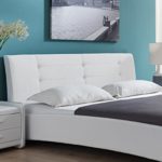 SAM Polsterbett 90x200 cm Bastia, weiß, Design-Bett mit Kunstlederbezug & Stoff, abgestepptes Kopfteil