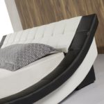 Polsterbett, Kunstlederbett R0WB 160x200 cm Schwarz-Weiß aus hochwertigem Kunstleder