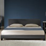 Corium Polsterbett "Barcelona" (design-grau)(140x200cm) modernes Bett / Kunst-Leder / mit Stecklattenrost /