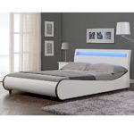 Corium LED Polsterbett "Valencia" (weiß)(140x200cm) modernes Bett / Kunst-Leder / mit Stecklattenrost /