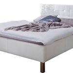 sette notti  Polsterbett Bett 140x200 Weiß mit Strasssteinen, Kunstleder Bett mit Liegefläche 140x200 cm, Cristallo Art Nr. 1383-10-3000