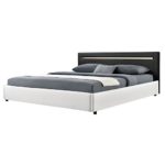 [my.bed] Elegantes LED Polsterbett - 140x200cm - Kunst-Leder (schwarz/weiß) - Bett/Doppelbett / Bettgestell inkl. Lattenrost