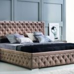 Design Luxus Lounge Polsterbett Doppelbett Futon-Bett Stoff Braun SL20 NEU!