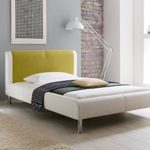 expendio Polsterbett Falo 140x200 cremeweiß grün Designerbett Singlebett Jugendbett Bettgestell Kunstlederbett Einzelbett Gästebett