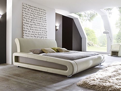 expendio Polsterbett beige Bett 160x200 Bettgestell Kunstlederbett Singlebett Doppelbett Designerbett Blain