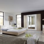 lifestyle4living 3-TLG. Schlafzimmer in Eiche sägerau-Nachb. mit Abs. in alpinweiß, Kleiderschrank Breite: 225 cm, Futonbett 180 x 200 cm, 2 Nachtschränke