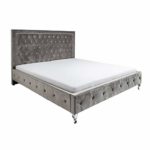 Invicta Interior Chesterfield Doppelbett EXTRAVAGANCIA 180x200cm Silbergrau Samt Nietenbesatz