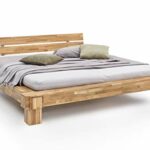 WOODLIVE DESIGN BY NATURE Massivholz-Bett Kavas aus Wildeiche, Balkenbett, massives Holzbett als Doppel- und Komfortbett verwendbar (140 x 200 cm)