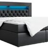 MKS MEBLE Boxspringbett - Doppelbett mit Multipocket-Matratze und Topper - Polsterbett mit Bettkasten - Stauraumbett - Gold 6 180x200 - H3 Schwarz