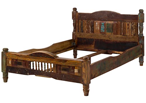 MASSIVMOEBEL24.DE massiv Holz Möbel Vintage lackiert Bett 120x200 Altholz massiv Möbel Mehrfarbig Massivholz Fable #20