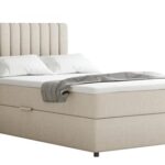 PANDA MÖBEL Boxspringbett Everest, 120x200, Polsterbett mit Bettkasten und Topper - beige