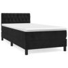 vidaXL Boxspringbett mit Matratze Bett Polsterbett Bettrahmen Bettgestell Lattenrost Einzelbett Hotelbett Schlafzimmerbett Schwarz 90x200cm Samt