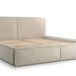 mb-moebel MOEBLO Polsterbett aus CordBett 04 – Doppelbett mit Cordstoff Bezug, Kopfstütze, gepolstertes Kopfteil, Rahmenbettgestell, Bettkasten und Lattenrost - (Beige, 180x200)