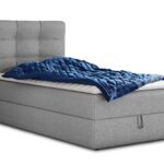 Boxspringbett Best Mini mit Bettkasten und Matratzentopper - Einzelbett mit Bonell-Matratze und Topper, Polsterbett, Bett, Schlafzimmer (120 x 200 cm, Grau (Inari 91))