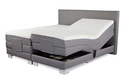 Boxspringbett ROM II 200x200 cm elektrisch verstellbar 2 Motoren Härtegrad H2 / H3 / H4 Tonnentaschenfederkern Topper Qualität Made in Germany (200 x 200 cm)