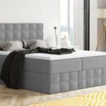 Moderne Boxspringbett MERA Premium Bett mit Bettkasten Ziernähten Bonell Matratze H3 Federkern Topper Polsterbett Doppelbett Schlafzimmer (Dunkelgrau - Aura 24, 160 x 200)