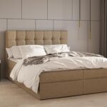 mb-moebel Kontinentalbett, Boxspringbett, Bett mit bettkasten, Bonell-Matratze und Topper, Doppelbett - Boxspringbett 05 (Cappuccino - Hugo 23, 180 x 200 cm)