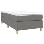 vidaXL Boxspringbett mit Matratze Bett Einzelbett Polsterbett Bettgestell Bettrahmen Hotelbett Lattenrost Schlafzimmerbett Dunkelgrau 90x190cm Stoff