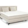 Boxspringbett 180x200 cm, 2x 7-Zonen-Tonnentaschen-Federkernmatratzen H4 inkl. Kaltschaum-Topper, Bonell-Federkernpolsterung, LED-Beleuchtung, USB-Ladeports, Bezug Chenille Beige / 20018