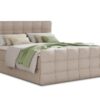 Boxspringbett Best Lux mit Fußteil, 2 Bettkästen und Topper - Doppelbett, Bonell-Matratze, Polsterbett, Bett, Betten, Bettgestell, Schlafzimmer (Beige (Inari 22), 180 x 200 cm)