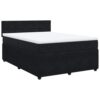 vidaXL Boxspringbett, Doppelbett mit Matratze Matratzenauflage, Bettgestell mit Lattenrost Kopfteil, Polsterbett Bett für Schlafzimmer, Schwarz 160x200cm Samt