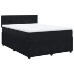 vidaXL Boxspringbett, Doppelbett mit Matratze Matratzenauflage, Bettgestell mit Lattenrost Kopfteil, Polsterbett Bett für Schlafzimmer, Schwarz 160x200cm Samt