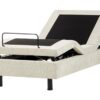 Beliani Polsterbett ohne Kopfteil verstellbar beige 90x200 cm mit Fernbedienung Duke II