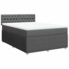 vidaXL Boxspringbett, Doppelbett mit Matratze Matratzenauflage, Bettgestell mit Kopfteil, Polsterbett Bett für Schlafzimmer, Dunkelgrau 140x200cm Stoff