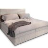 Masseno Boxspringbett PISA 160x200 cm Komplett-Set mit Matratze und Topper, Polsterbett mit Zwei Bettkästen -Creme, TILIA 03