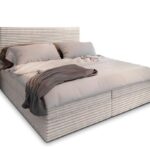 Masseno Boxspringbett PISA 160x200 cm Komplett-Set mit Matratze und Topper, Polsterbett mit Zwei Bettkästen -Creme, TILIA 03